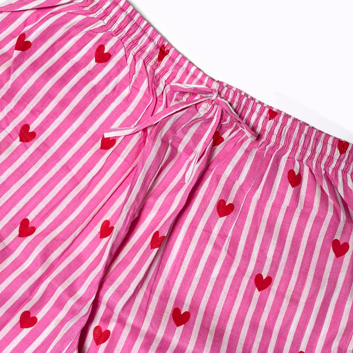 KIKOONI Love Edition pink pyjama trousers, elastic waistband – detail