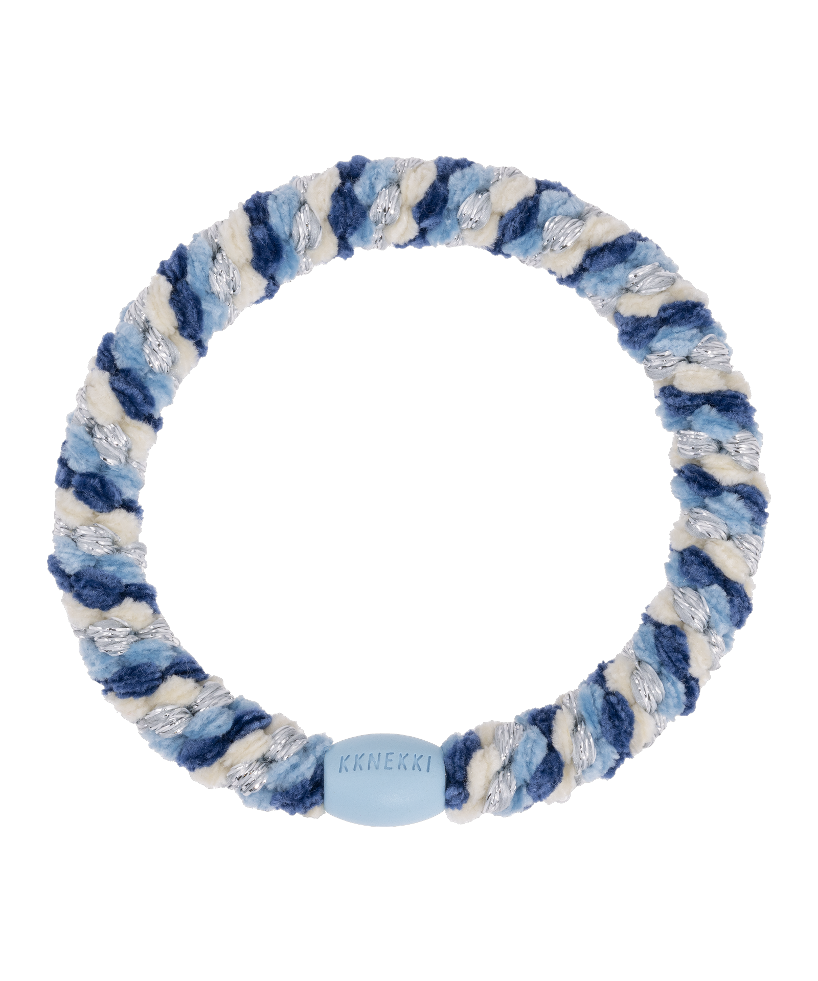 KKNEKKI Hair Tie – Blue & Silver Glitter Mix – product photo
