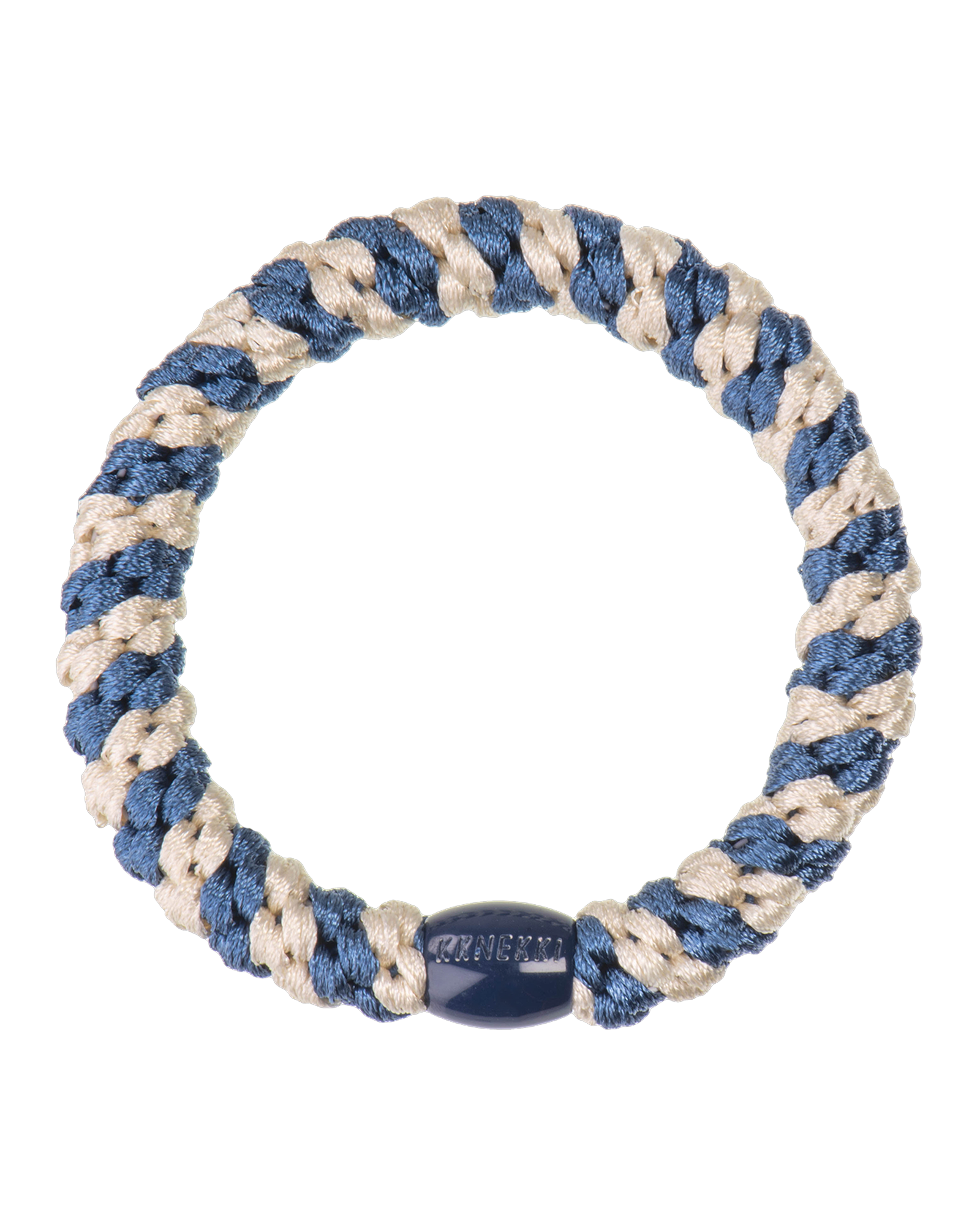 KKNEKKI Hair Tie – Indigo & Ivory Stripe – product photo
