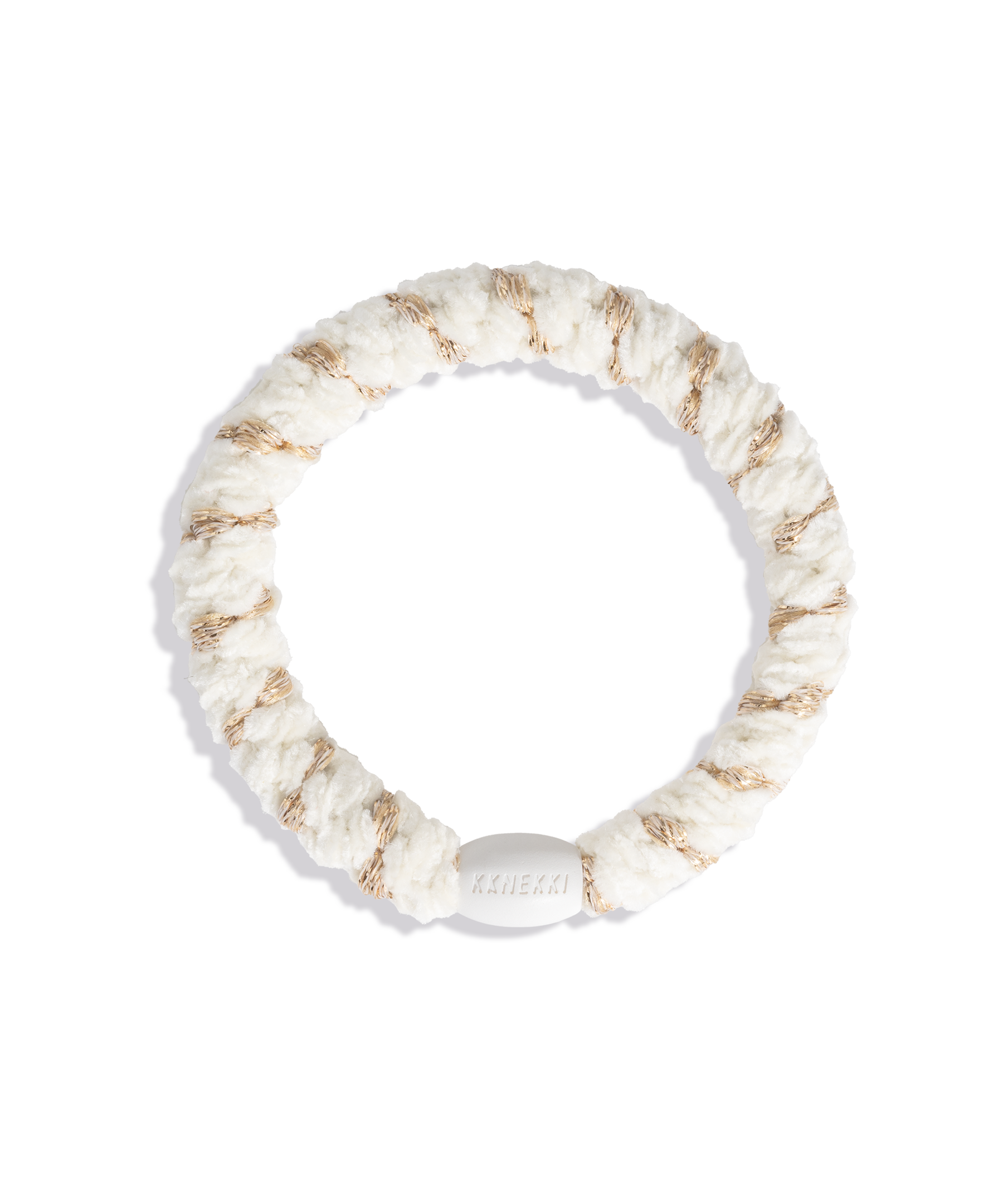 KKNEKKI Hair Tie – Ivory Striped Velvet – product photo