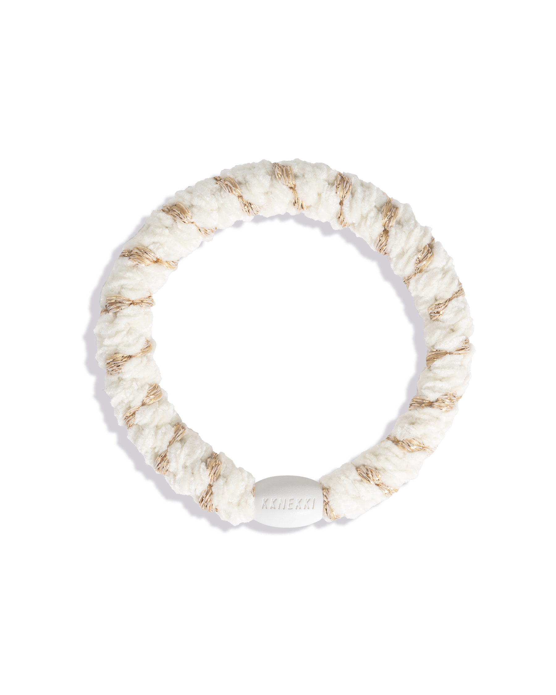KKNEKKI Hair Tie – Ivory Striped Velvet – product photo