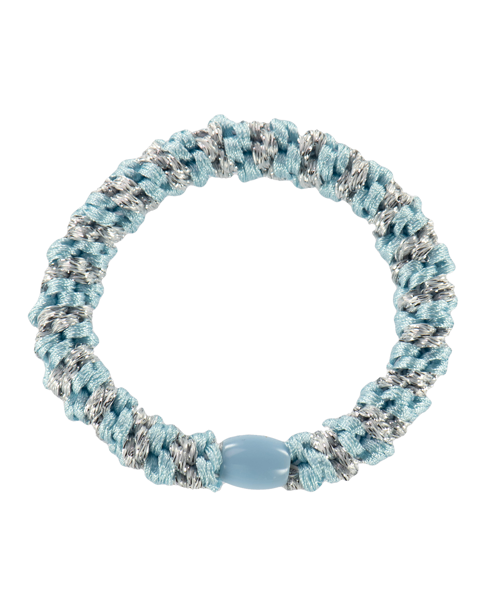 KKNEKKI Hair Tie – Light Blue & Silver Stripe – product photo