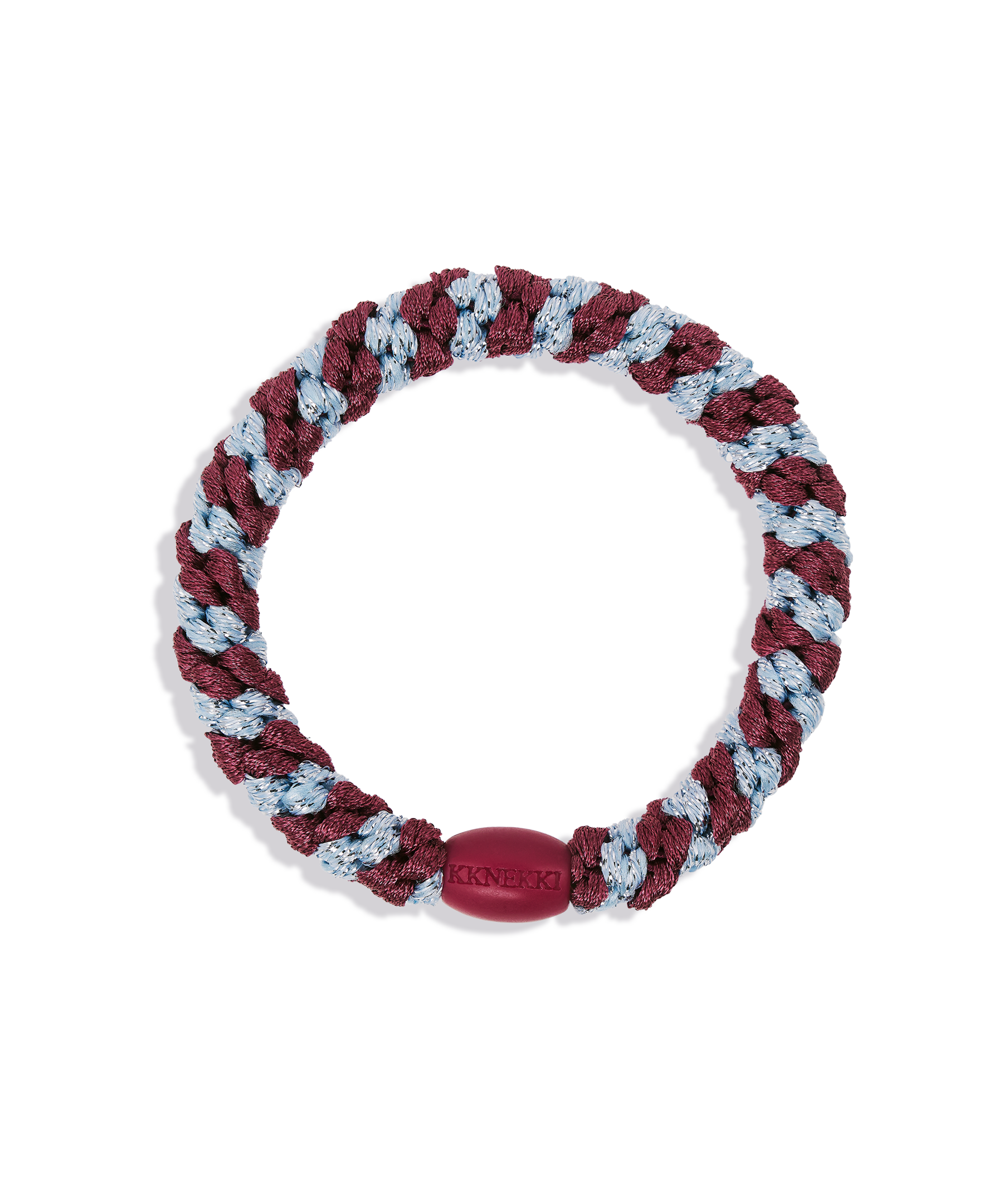 KKNEKKI Hair Tie – Rosewood & Sea Blue Glitter Stripe – product photo