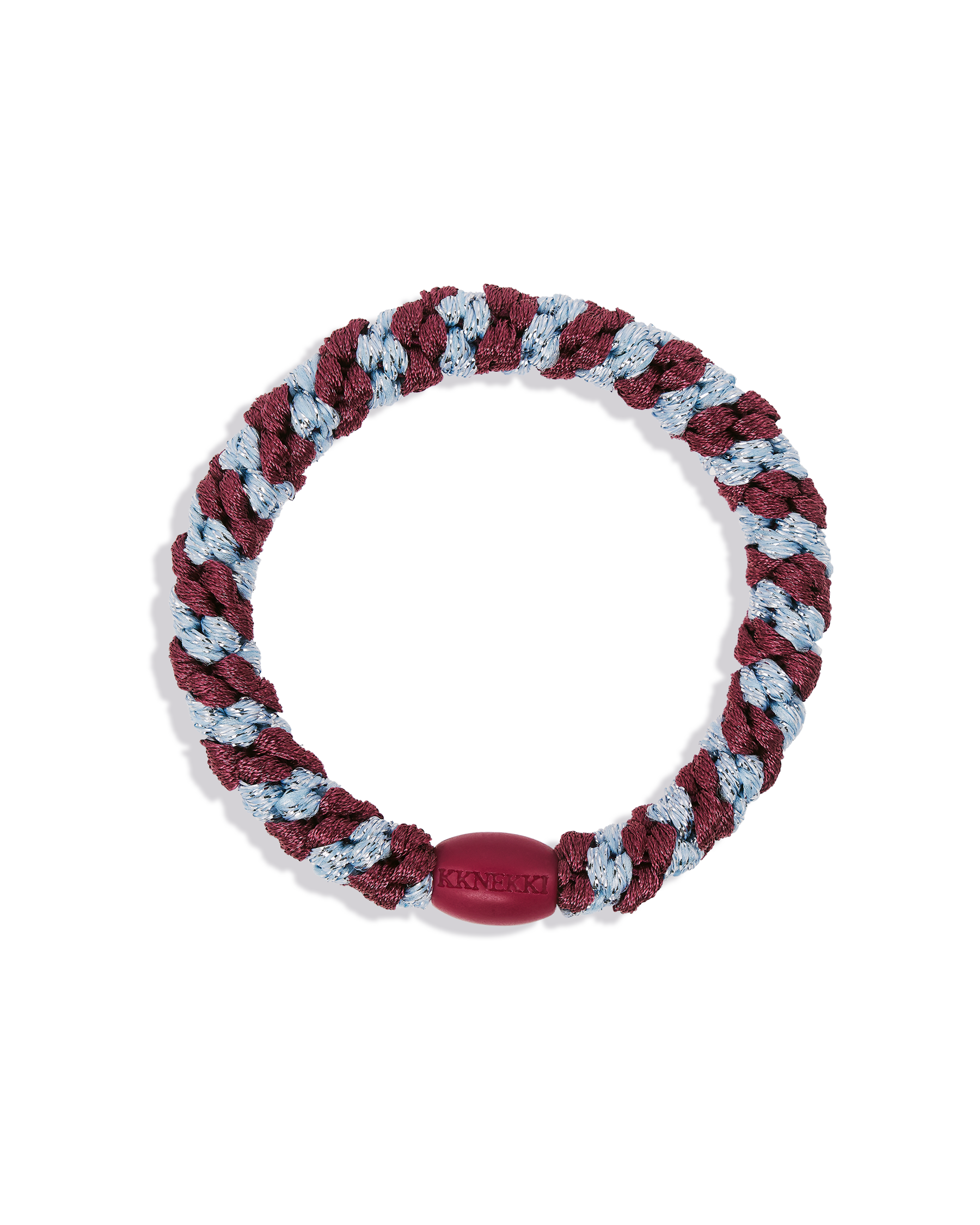 KKNEKKI Hair Tie – Rosewood & Sea Blue Glitter Stripe – product photo