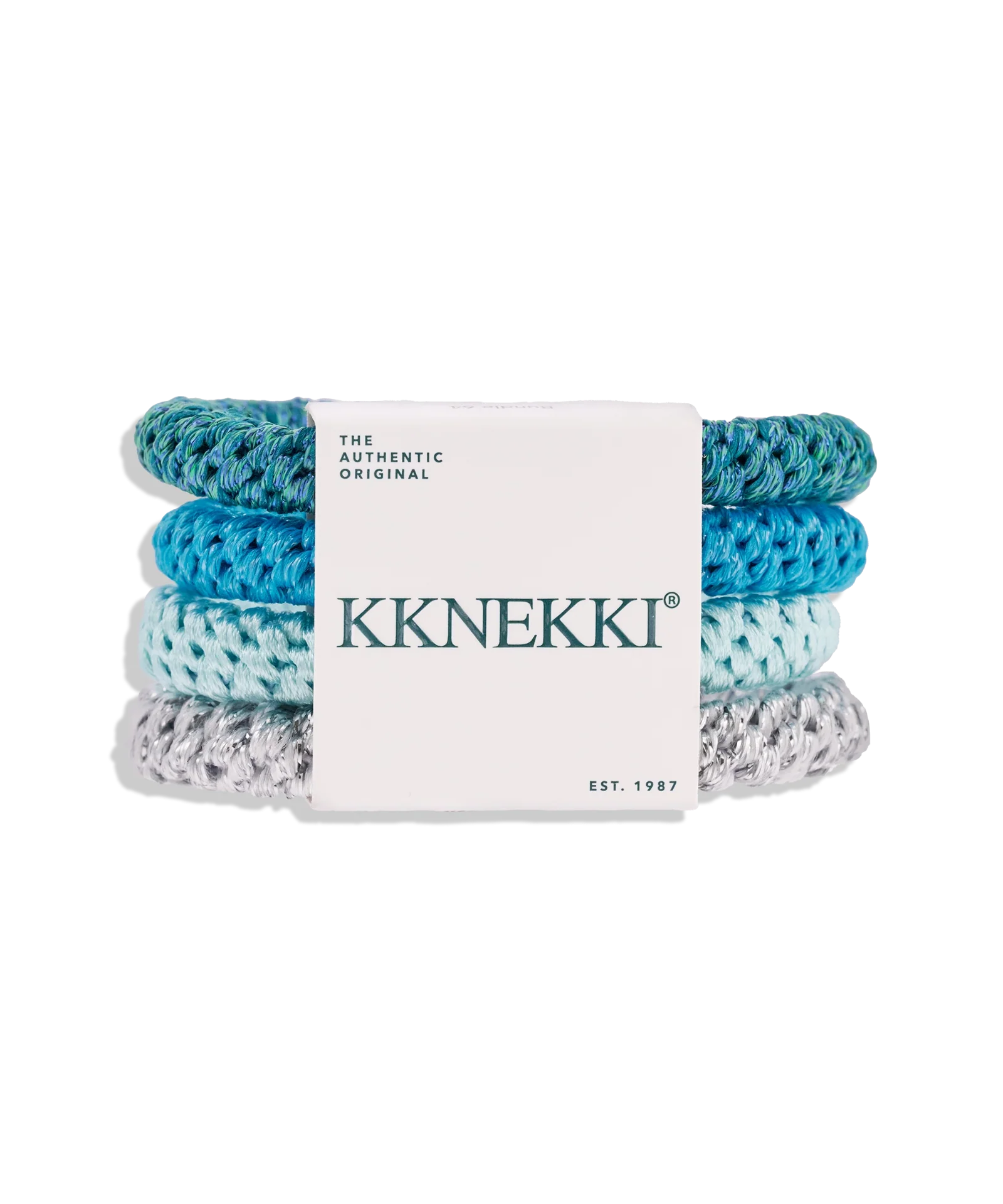 KKNEKKI Hair Tie Set 64 Ocean Blues displayed in coordinated blue shades