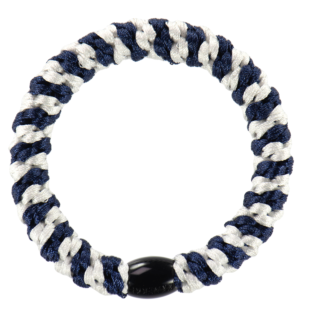 KKNEKKI Hair Tie – White & Navy Stripe – product photo
