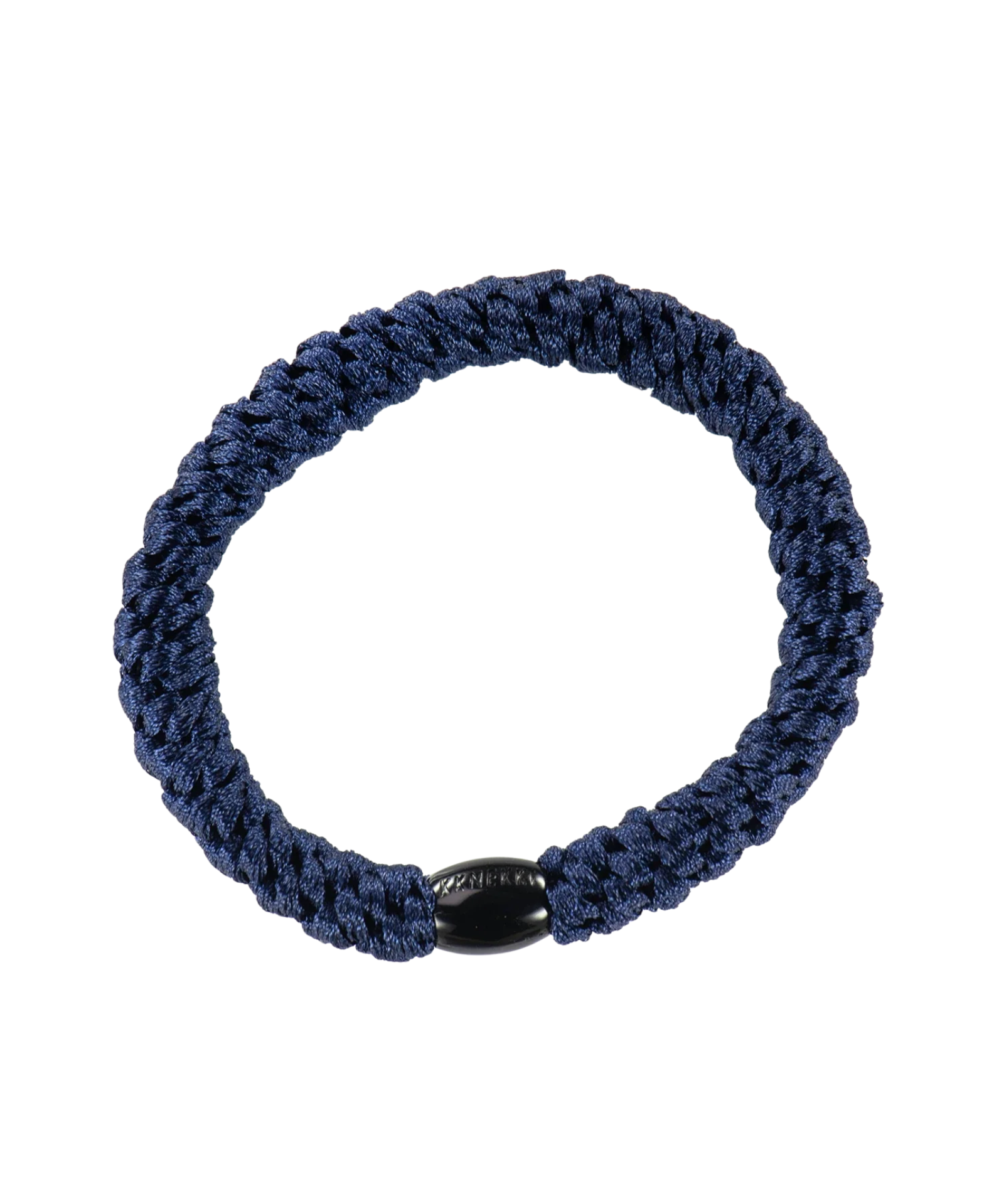 KKNEKKI navy hair elastic, front view, soft woven design