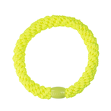 KKNEKKI neon yellow hair elastic, front view, soft woven design