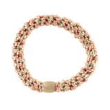 KKNEKKI Peach Coral-Beige Hair Elastic, front view, woven design