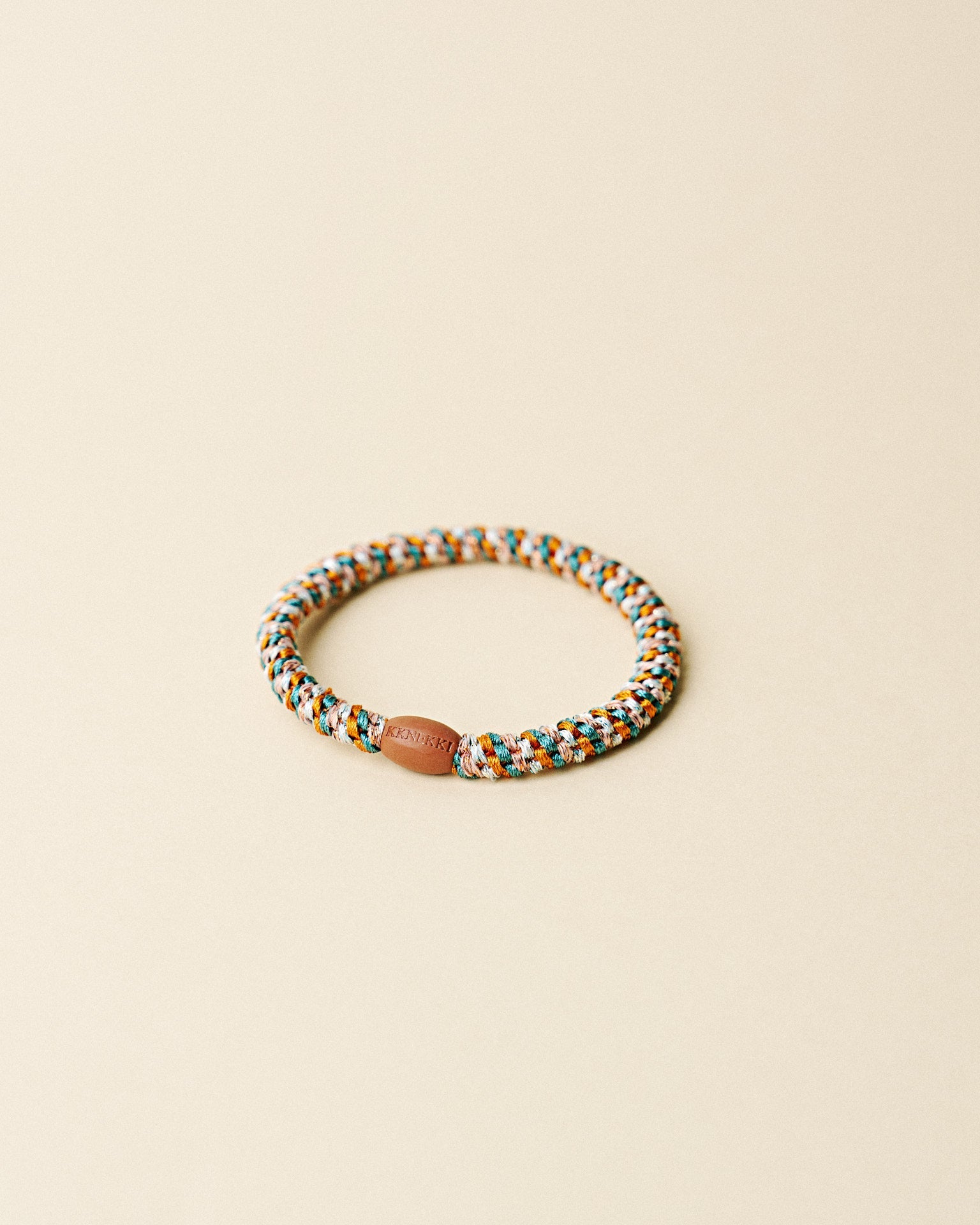 KKNEKKI slim hair tie Terracotta & Teal Mix – close-up