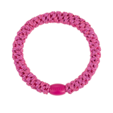 KKNEKKI Strong Pink Glitter hair elastic, front view, woven design