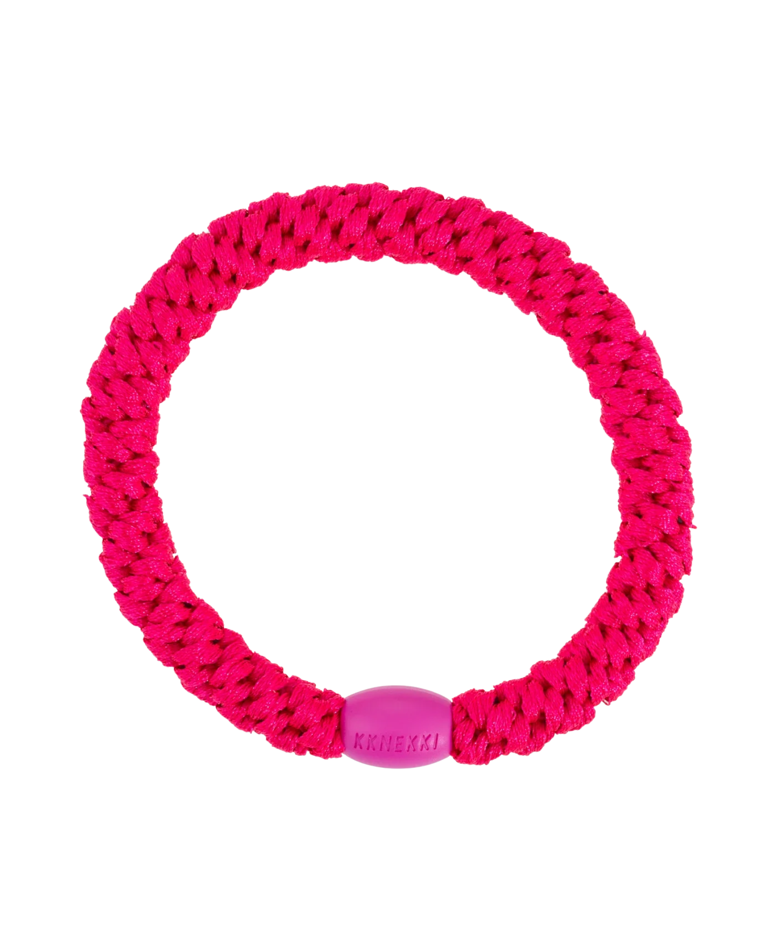 KKNEKKI Strong Pink hair elastic, front view, woven design