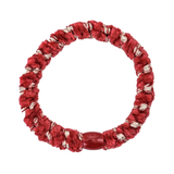KKNEKKI velvet stripe raspberry hair elastic, front view, soft plush design