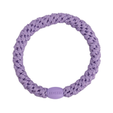 KKNEKKI Violet Glitter hair elastic, front view, pastel purple woven design