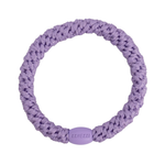 KKNEKKI Violet Glitter hair elastic, front view, pastel purple woven design