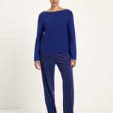 LANIUS violet boat-neck jumper worn by a model
