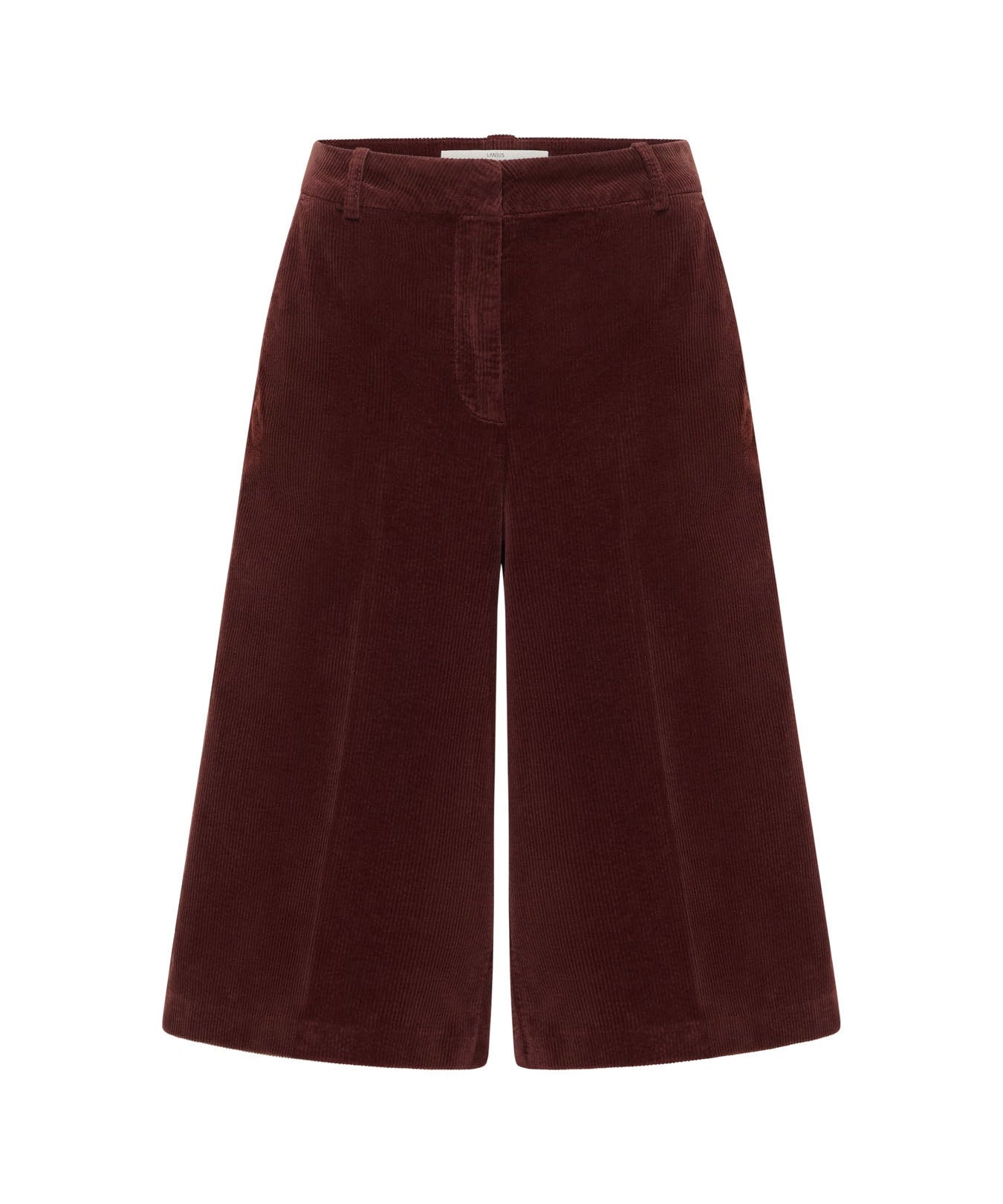 LANIUS chocolate organic cotton corduroy Bermuda shorts, front view