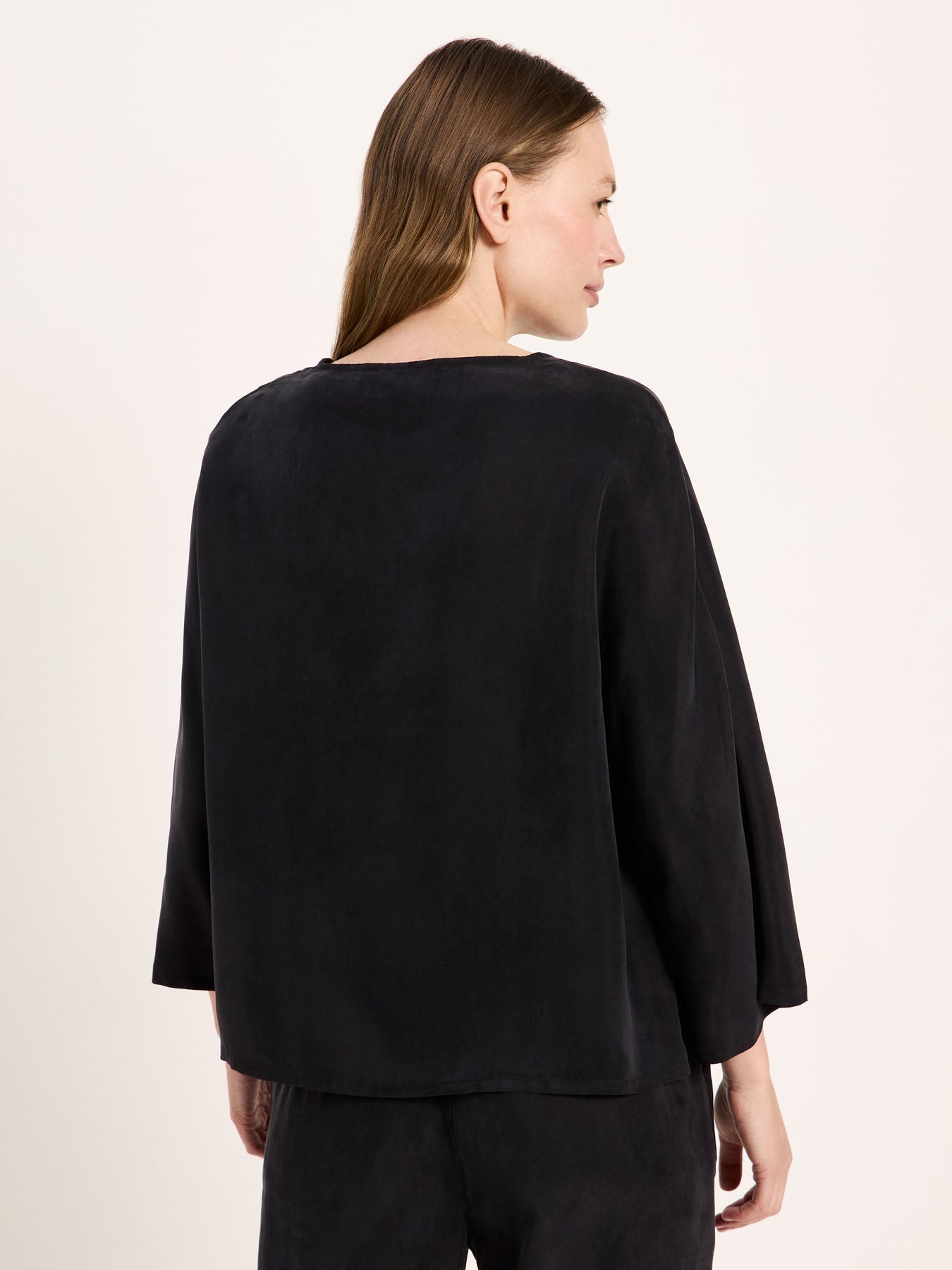 LANIUS black Bemberg cupro blouse with 3/4 sleeves, photo 5