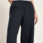 LANIUS midnight blue drawstring trousers in GOTS organic linen, photo 3