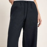 LANIUS midnight blue drawstring trousers in GOTS organic linen, photo 3