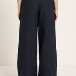 LANIUS midnight blue drawstring trousers in GOTS organic linen, photo 4