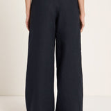 LANIUS midnight blue drawstring trousers in GOTS organic linen, photo 4
