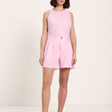 Organic Linen Shorts — Pink Orchid by LANIUS — fair fashion in organic materials, front view