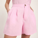 Organic Linen Shorts — Pink Orchid by LANIUS — fair fashion in organic materials, view 2