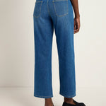 LANIUS relaxed straight jeans in mid blue – back view