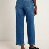 LANIUS relaxed straight jeans in mid blue – back view