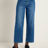 LANIUS relaxed straight jeans in mid blue – front view