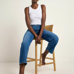 LANIUS relaxed straight jeans in mid blue – lifestyle