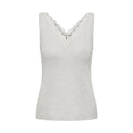 Lace Trim Organic Cotton Vest – Grey Marl by LANIUS — fair fashion in organic materials, front view