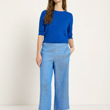 Linen & Organic Cotton Wide-Leg Culottes - Sky Blue by LANIUS — fair fashion in organic materials, front view