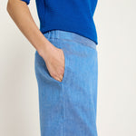 Linen & Organic Cotton Wide-Leg Culottes - Sky Blue by LANIUS — fair fashion in organic materials, view 3