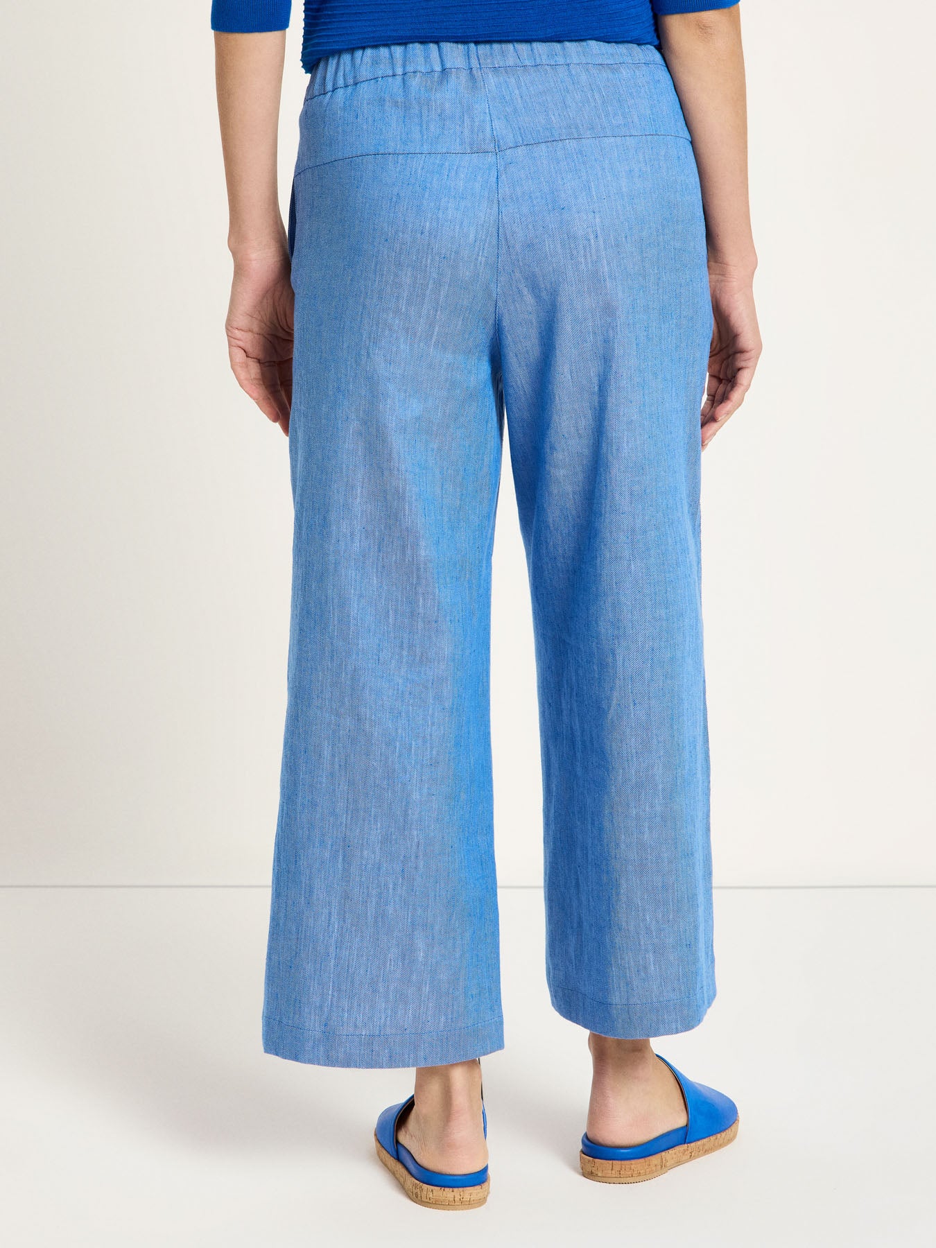 Linen & Organic Cotton Wide-Leg Culottes - Sky Blue by LANIUS — fair fashion in organic materials, view 5