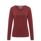 LANIUS mahogany long-sleeve organic cotton T-shirt, front view