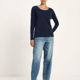LANIUS midnight blue long-sleeve organic cotton T-shirt, photo 5