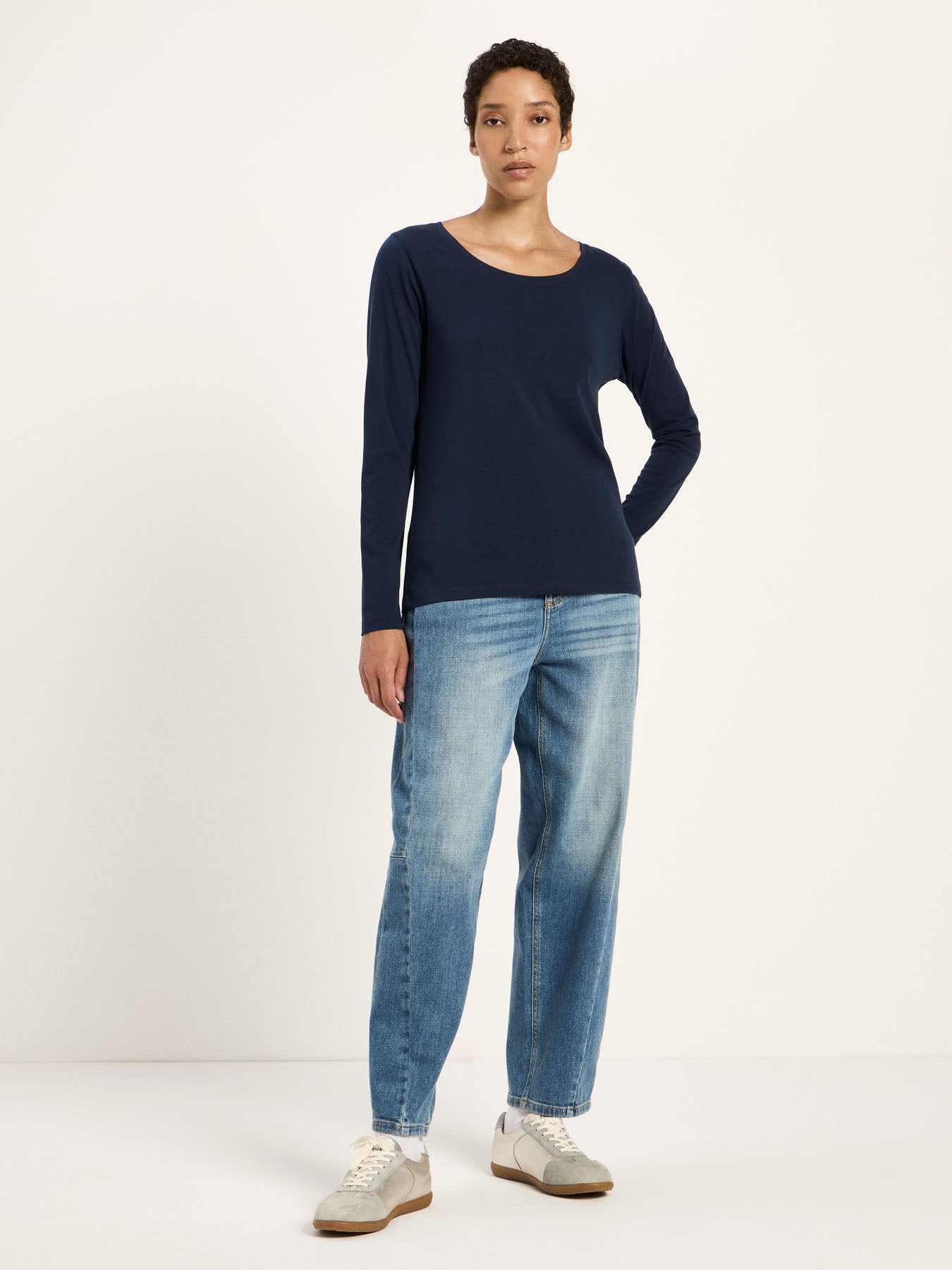 LANIUS midnight blue long-sleeve organic cotton T-shirt, photo 5