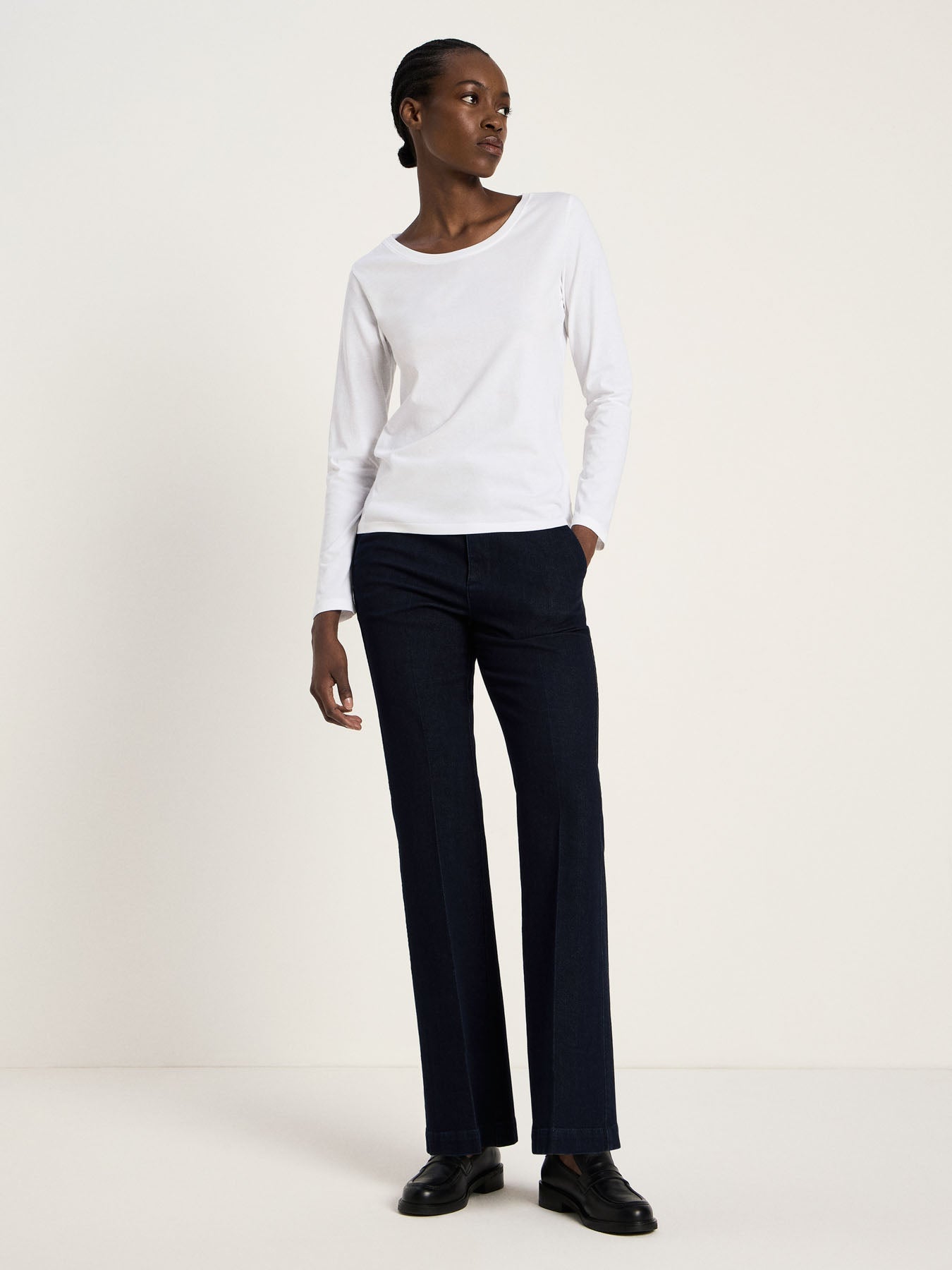 LANIUS white long-sleeve organic cotton T-shirt, photo 3