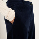 LANIUS midnight blue organic cotton corduroy, close-up of the fine rib