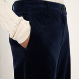 LANIUS midnight blue organic cotton corduroy, close-up of the fine rib