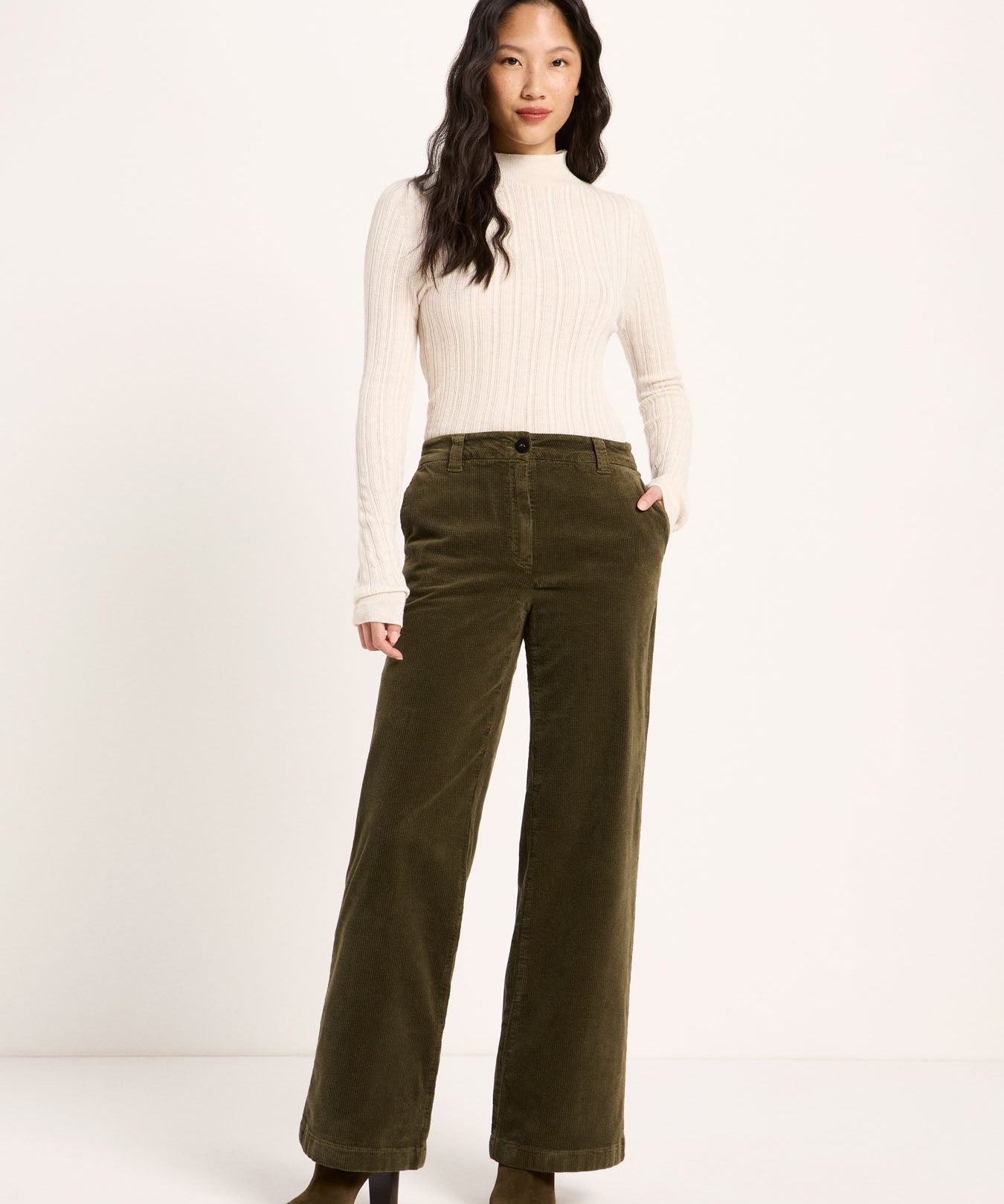 LANIUS Marlene wide-leg trousers in turtle organic cotton corduroy, photo 2
