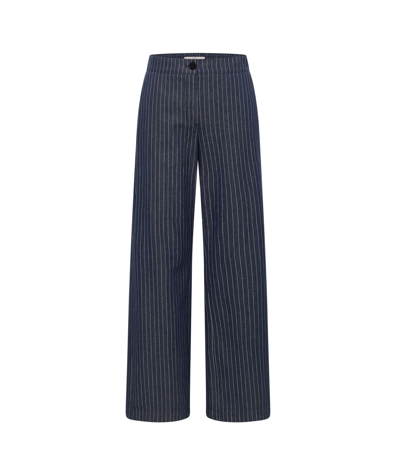 Marlene Pinstripe Trousers | Navy & White by LANIUS — fair fashion in organic materials, front view