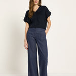 Marlene Pinstripe Trousers | Navy & White by LANIUS — fair fashion in organic materials, view 2
