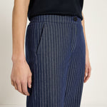 Marlene Pinstripe Trousers | Navy & White by LANIUS — fair fashion in organic materials, view 4