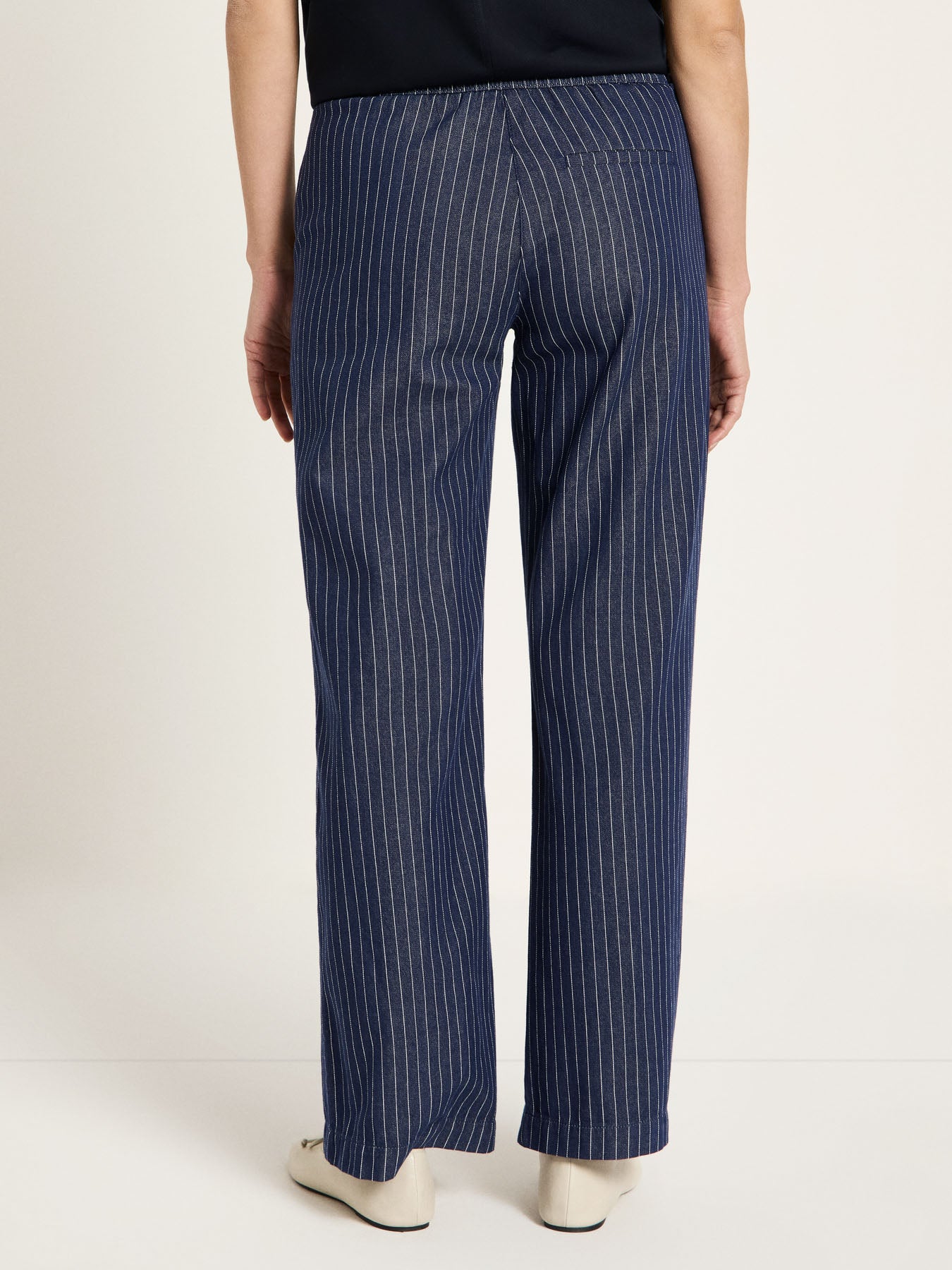 Marlene Pinstripe Trousers | Navy & White by LANIUS — fair fashion in organic materials, view 5