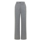 LANIUS Marlene flared trousers in grey melange wool flannel jersey, front view