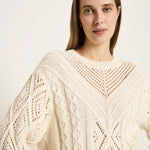 Open-Knit Organic Cotton Sweater — Ecru by LANIUS — fair fashion in organic materials, front view