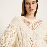 Open-Knit Organic Cotton Sweater — Ecru by LANIUS — fair fashion in organic materials, front view